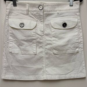 Burberry White Mini Skirt with Front Flap Pockets